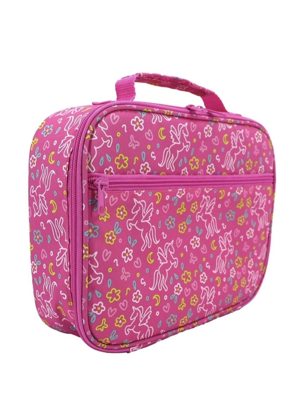 NWT Insulated Pink Unicorn Print Lunch Travel Bag School Daycare Work Sz 10.6"